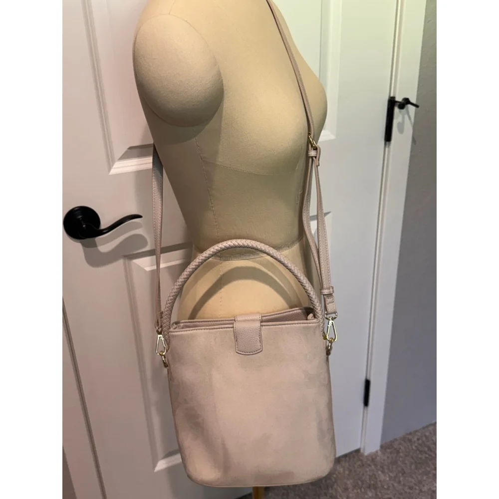 Women's Nanette Lepore Crossbody Bag One Size Taupe Beige suede-like